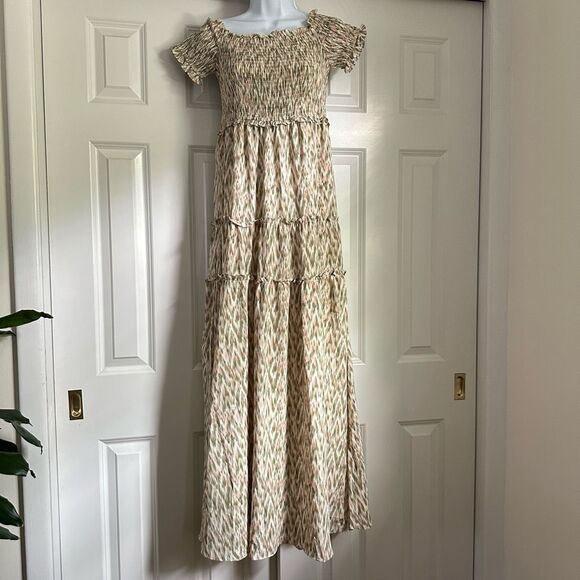 CALVIN TRAN NEW YORK FLORAL SMOCKED DRESS - Picture 6 of 9